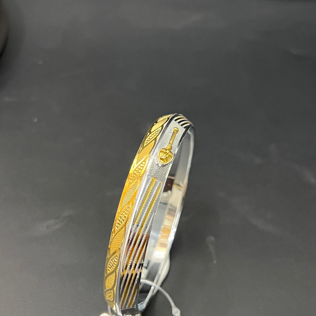 Silver Gents Vel Kada Two Tone Gold Finished