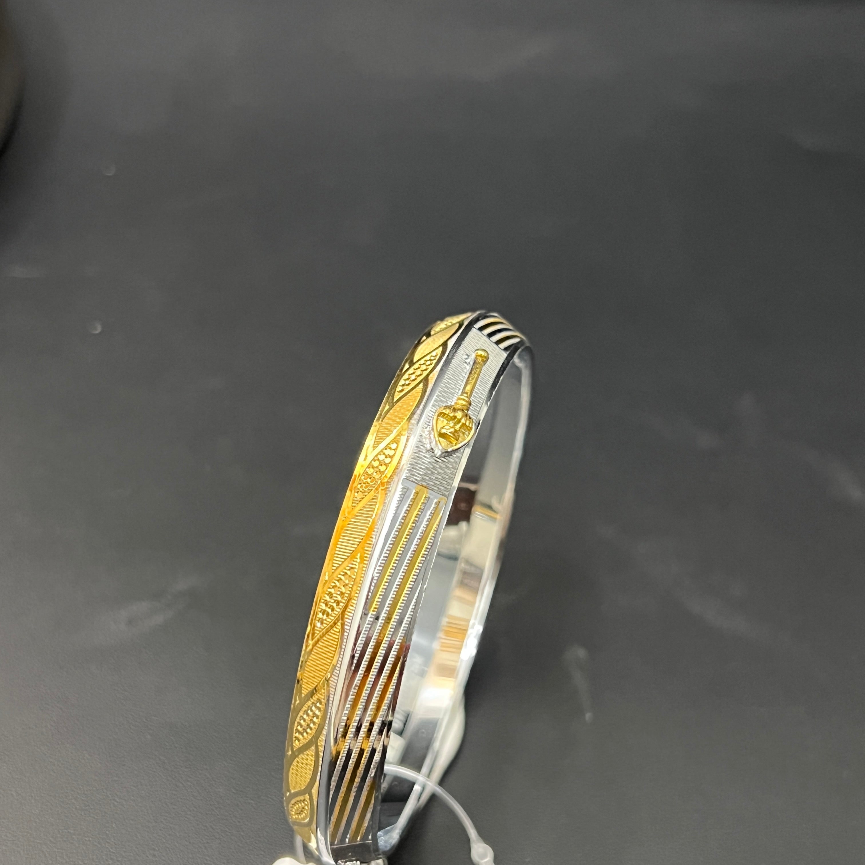 Silver Gents Vel Kada Two Tone Gold Finished