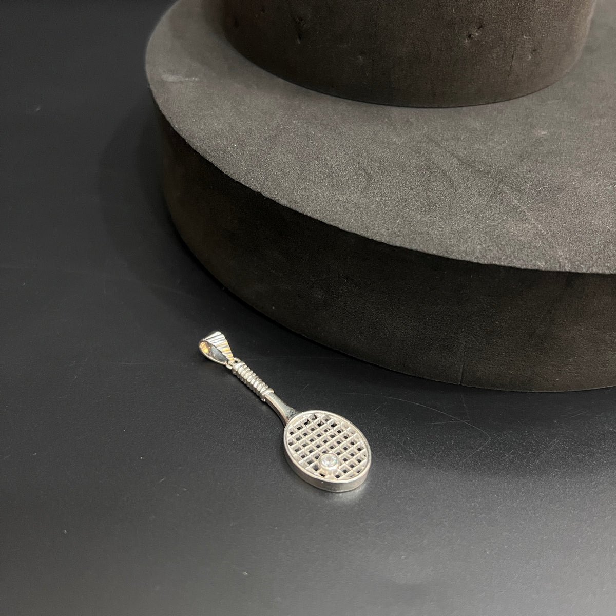 Silver Unisex Pendant Tennis Bat 925
