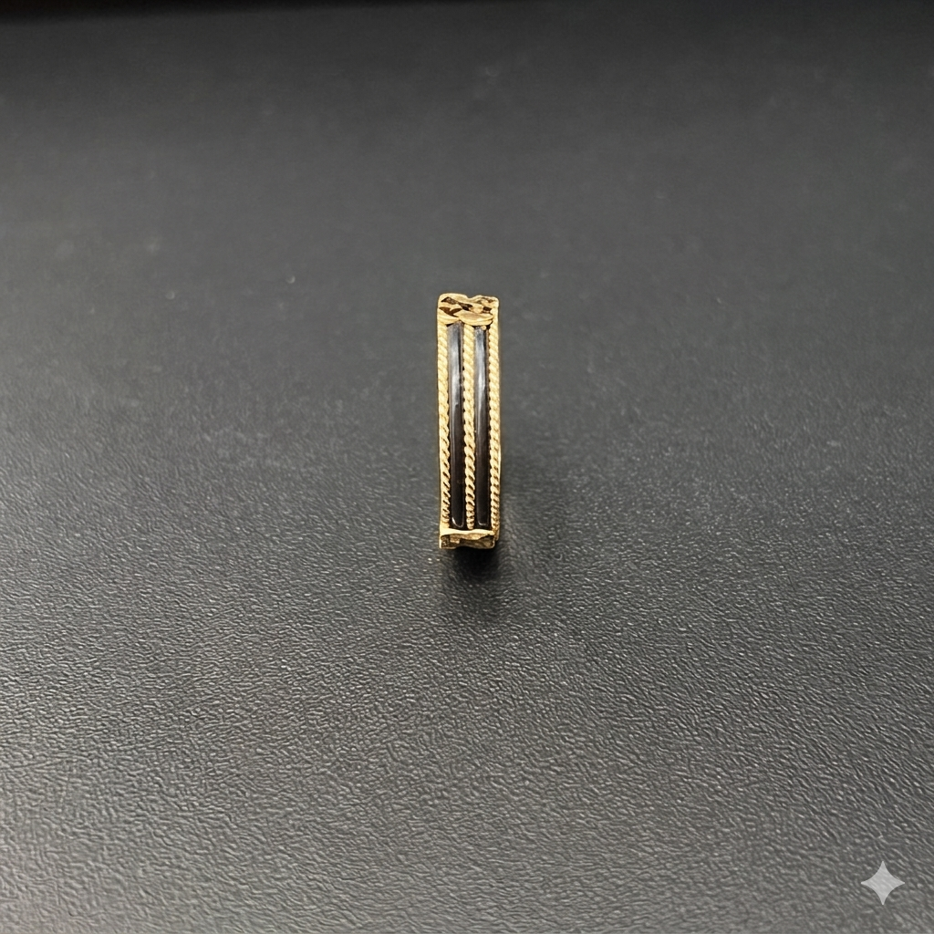 Silver Elephant Hair Ring Two Line Gold Finished