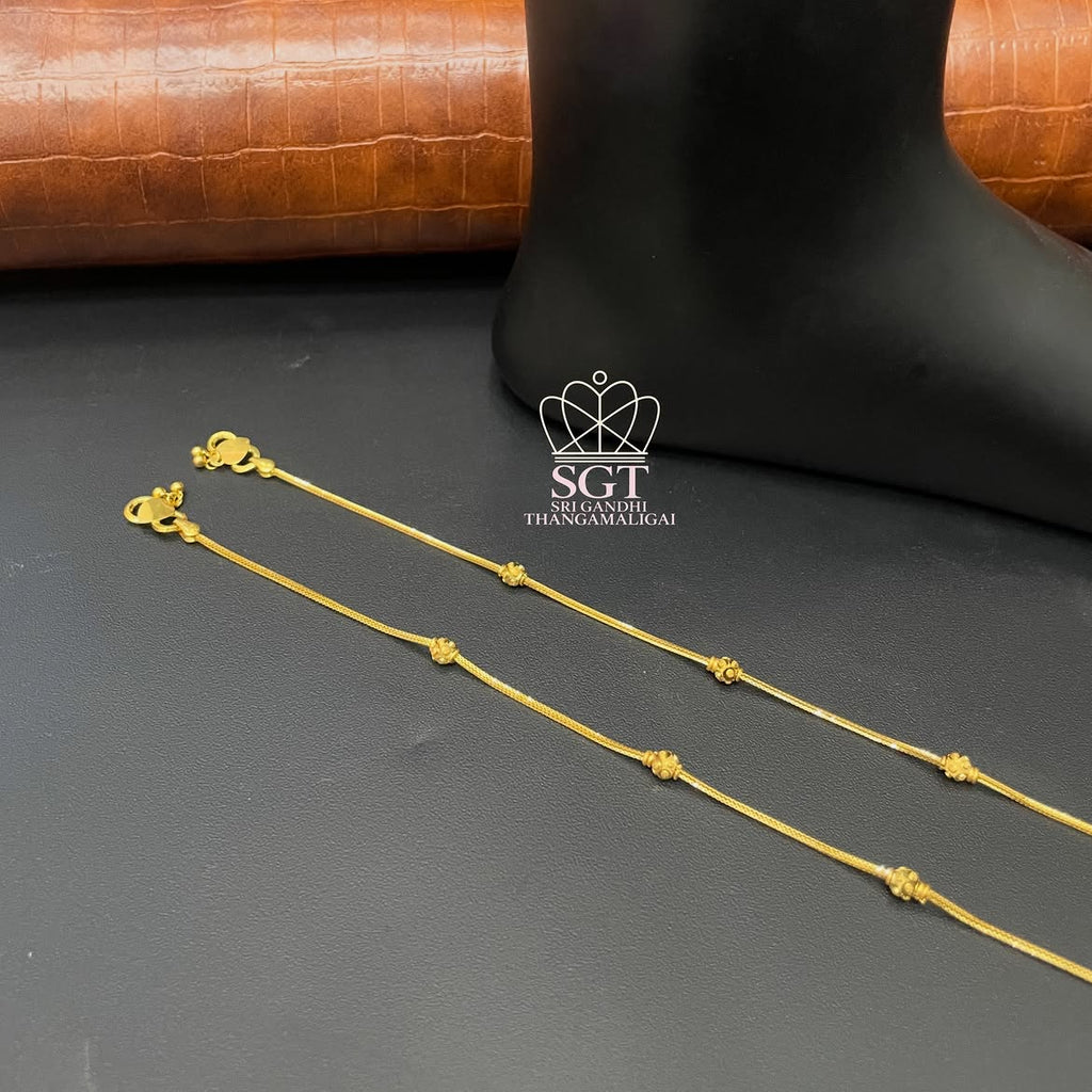 Gold Anklet 22K HUID Hallmarked