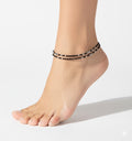 Silver Ladies Black Beads Anklet