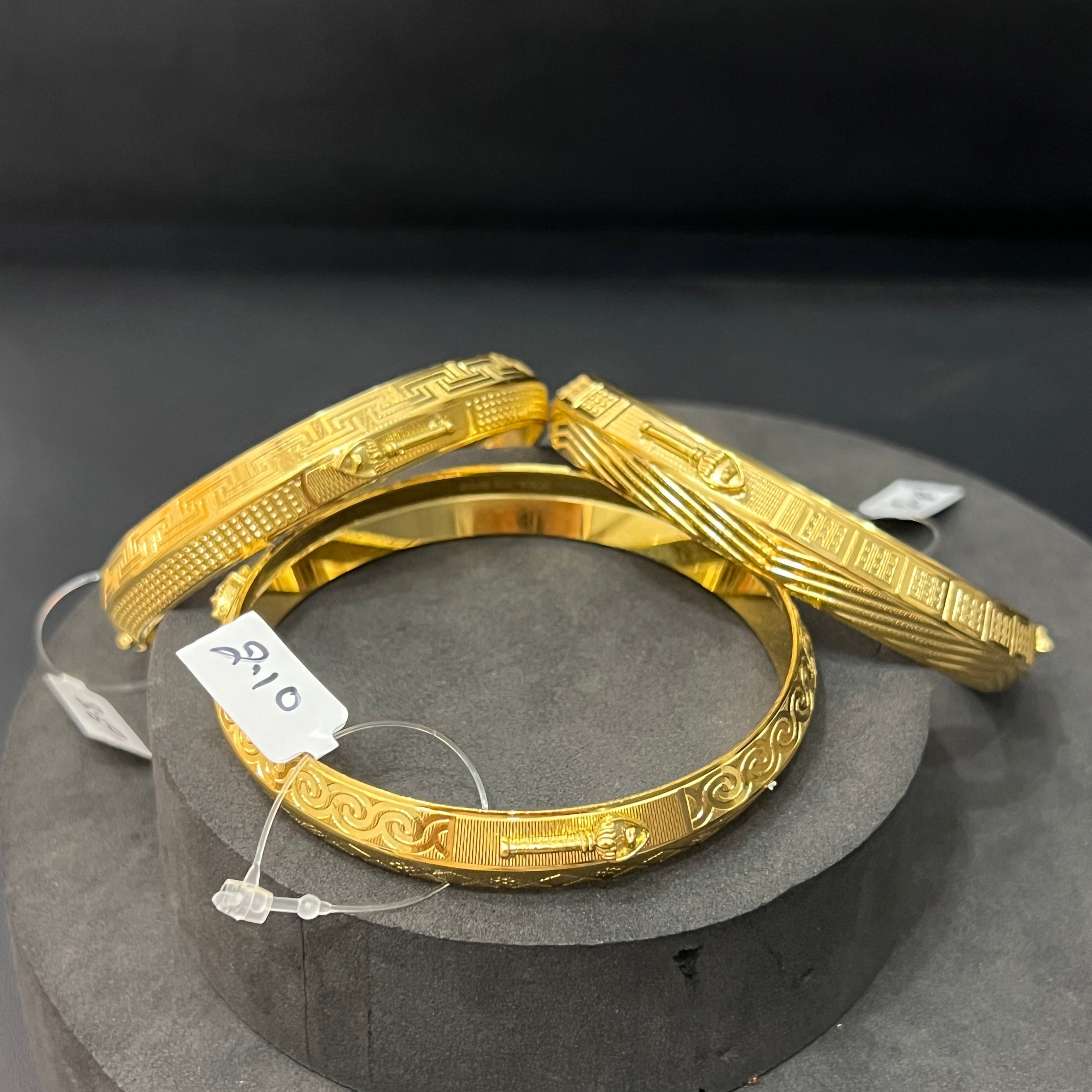 Silver Gents Vel Kada Gold Finished