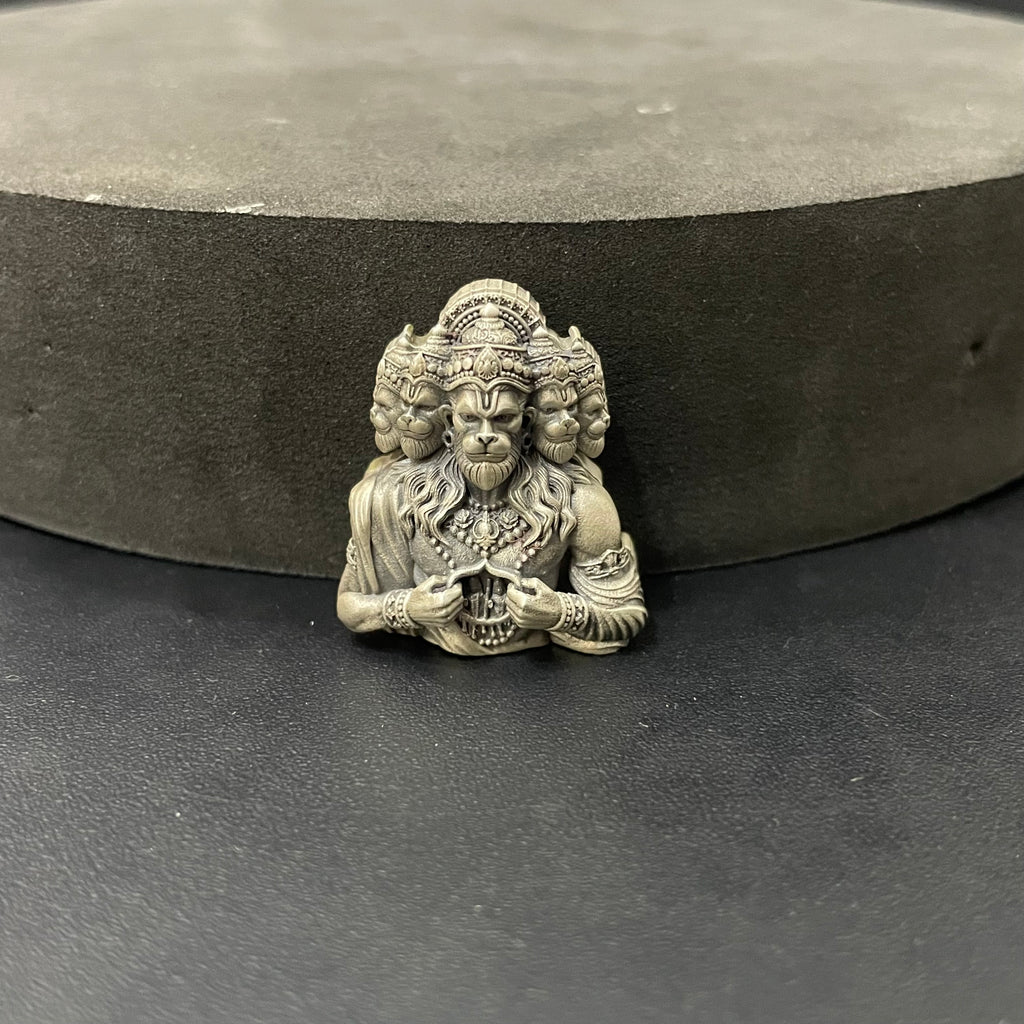 Silver Mens Shirt Button Hanuman 5 Face 925