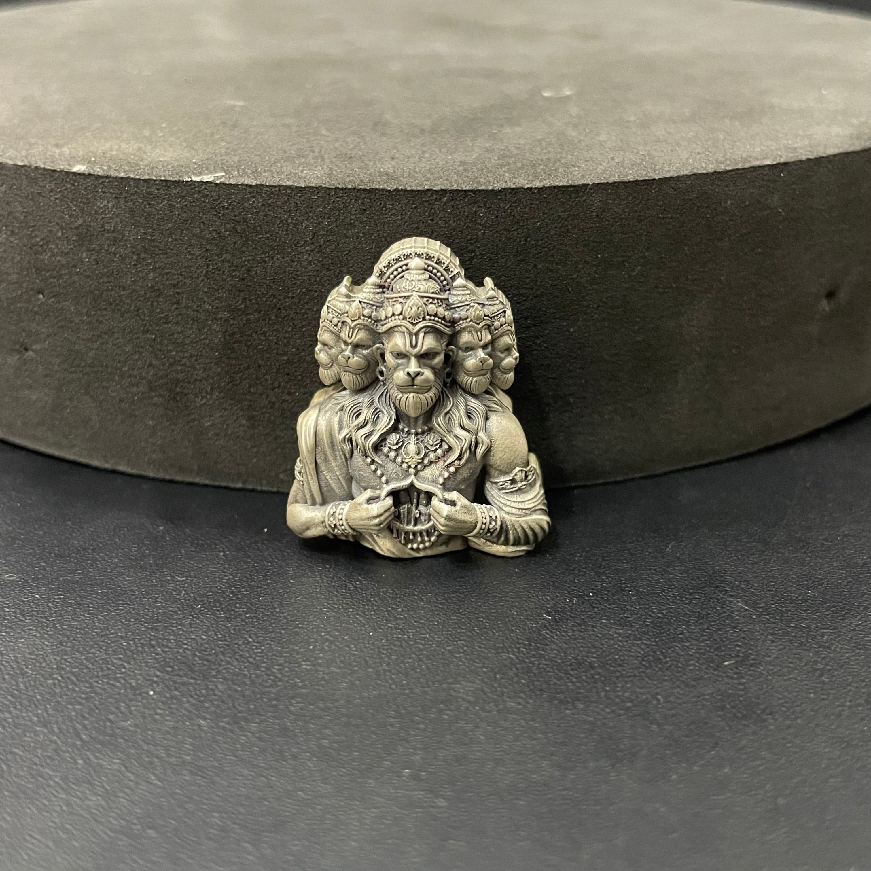 Silver Mens Shirt Button Hanuman 5 Face 925