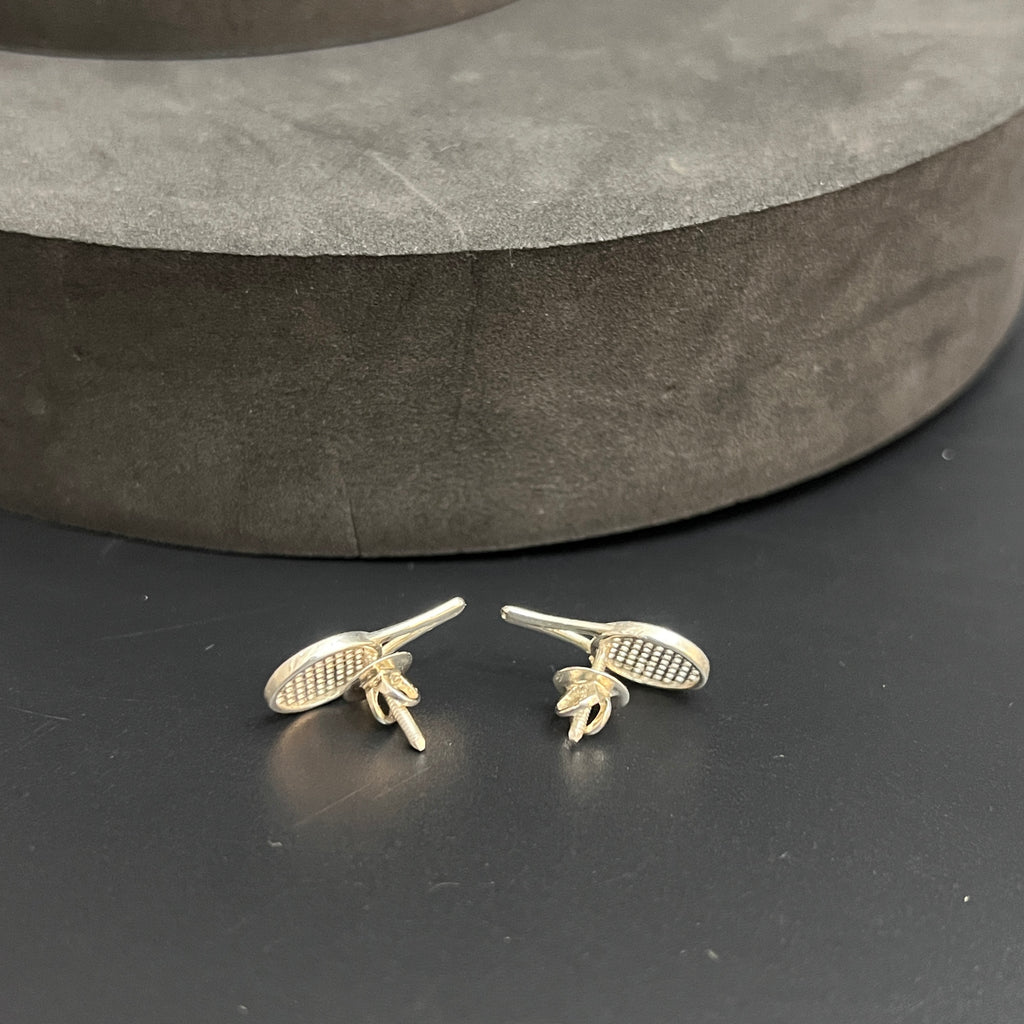 Silver Customised Pendant Stud Set Tennis Bat 925