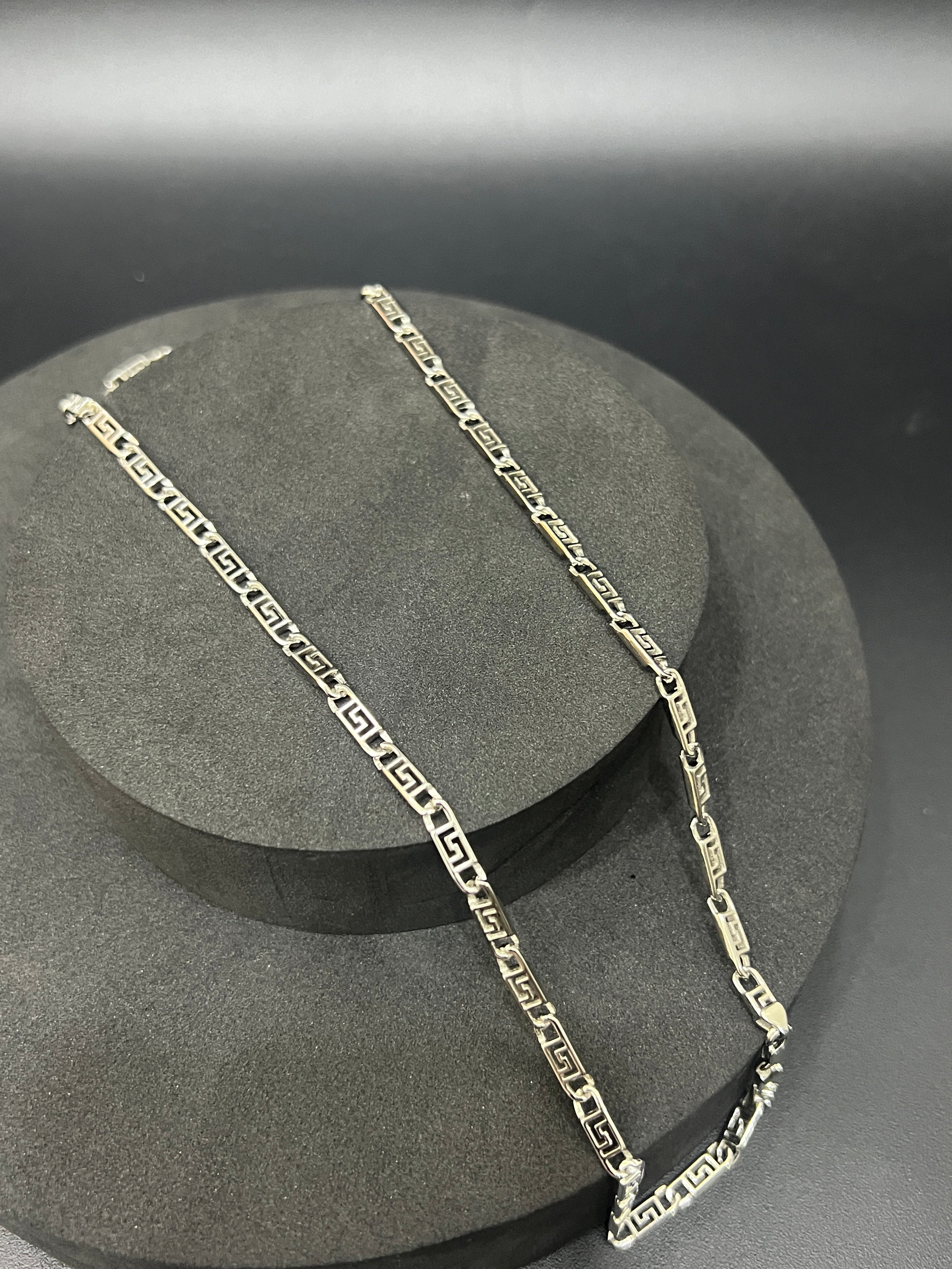 Silver Mens Italian Chain_Maze Cut