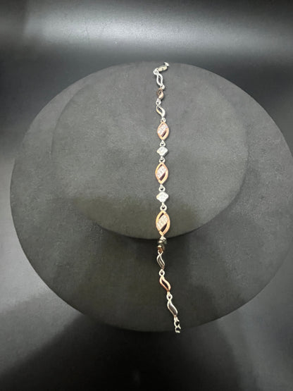 Ladies Bracelet_Rosegold & Silver leaf