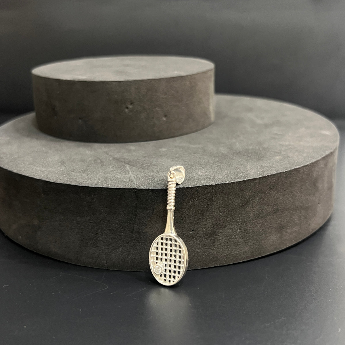 Silver Unisex Pendant Tennis Bat 925