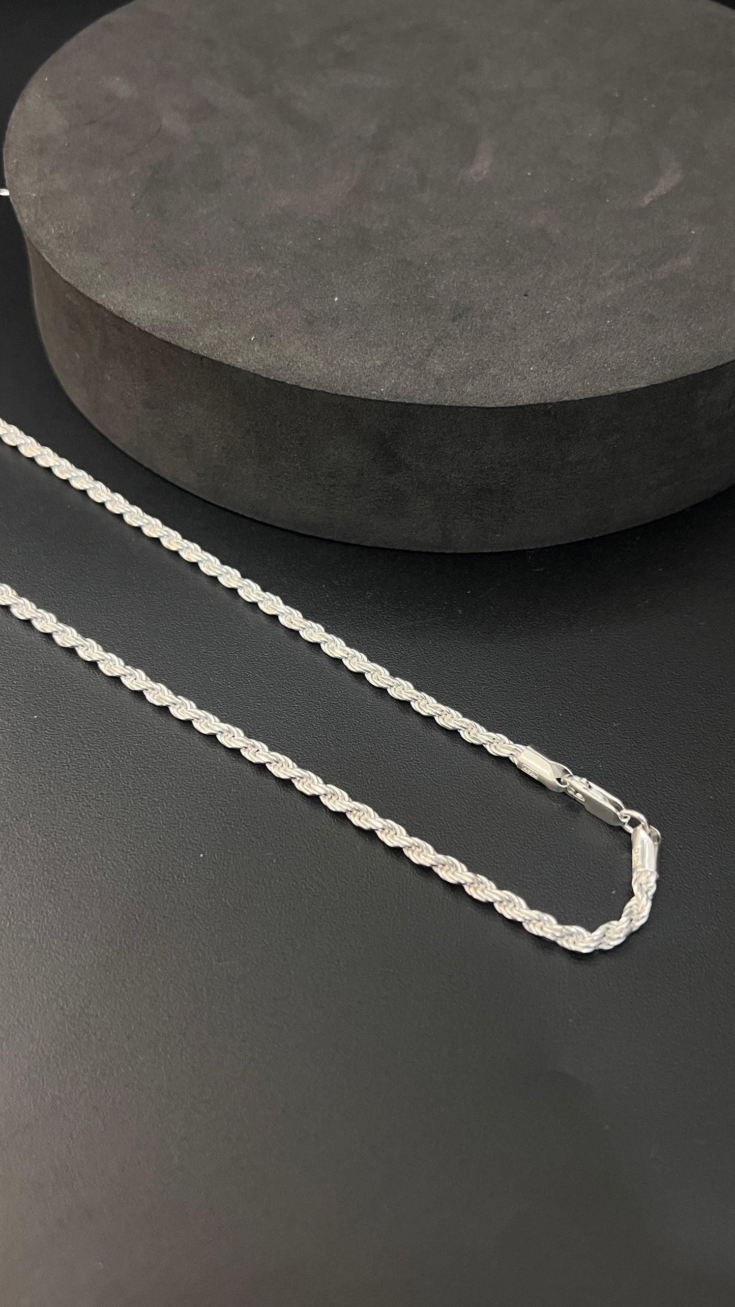 Silver Mens Chaiun Rope Cut