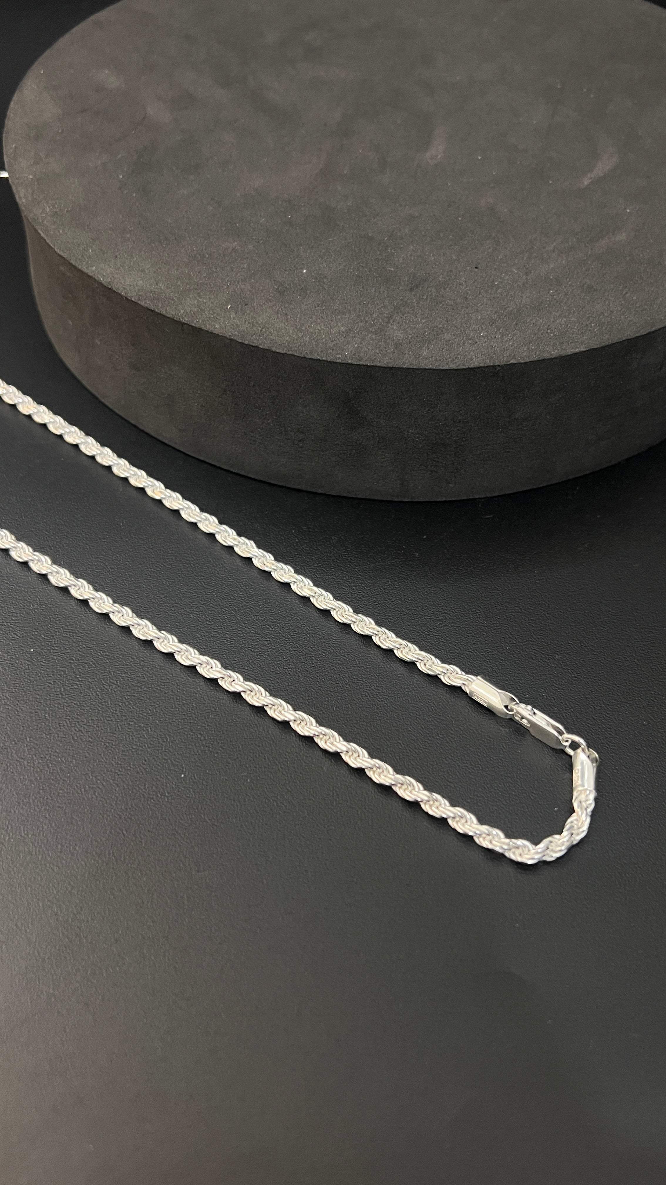 Silver Mens Chain Rope Cut