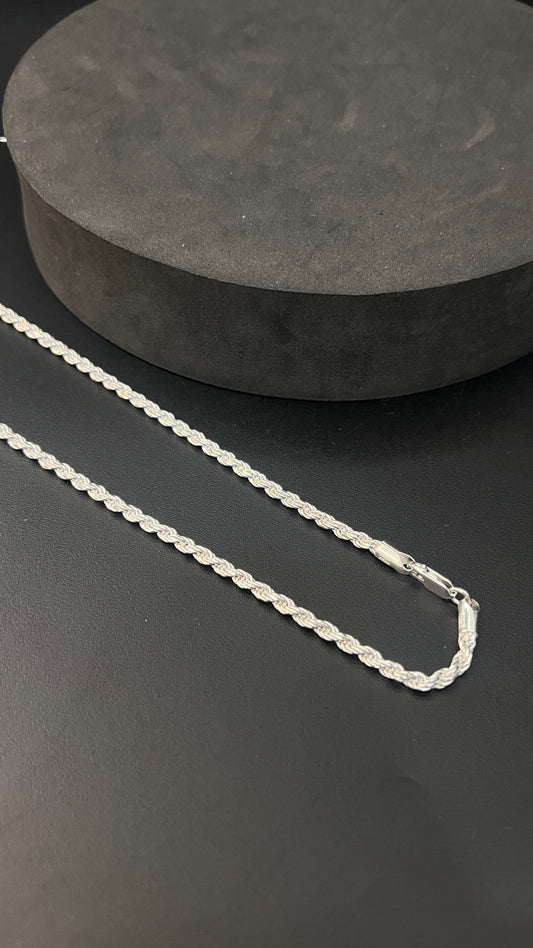 Silver Mens Chaiun Rope Cut