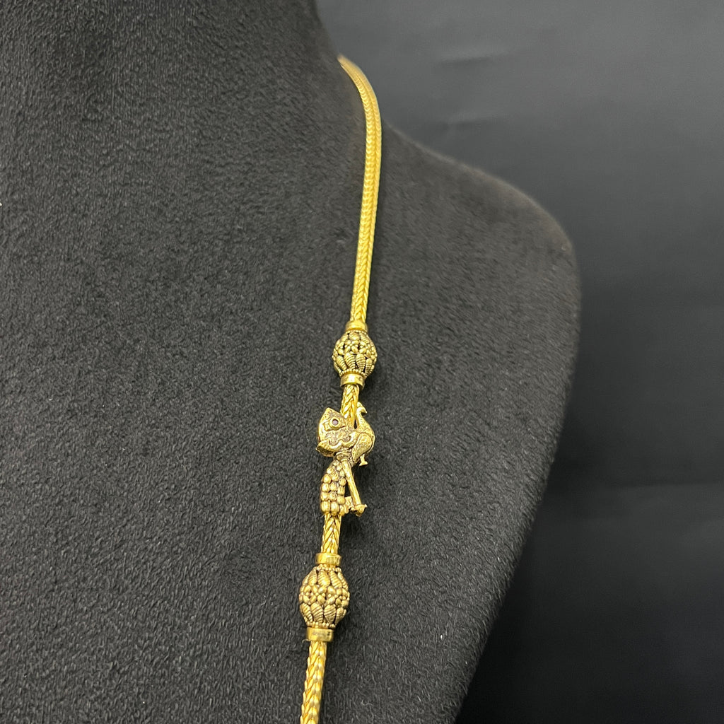 Silver Gold Finished Saradu Peacok & Vel Antique Finished 925