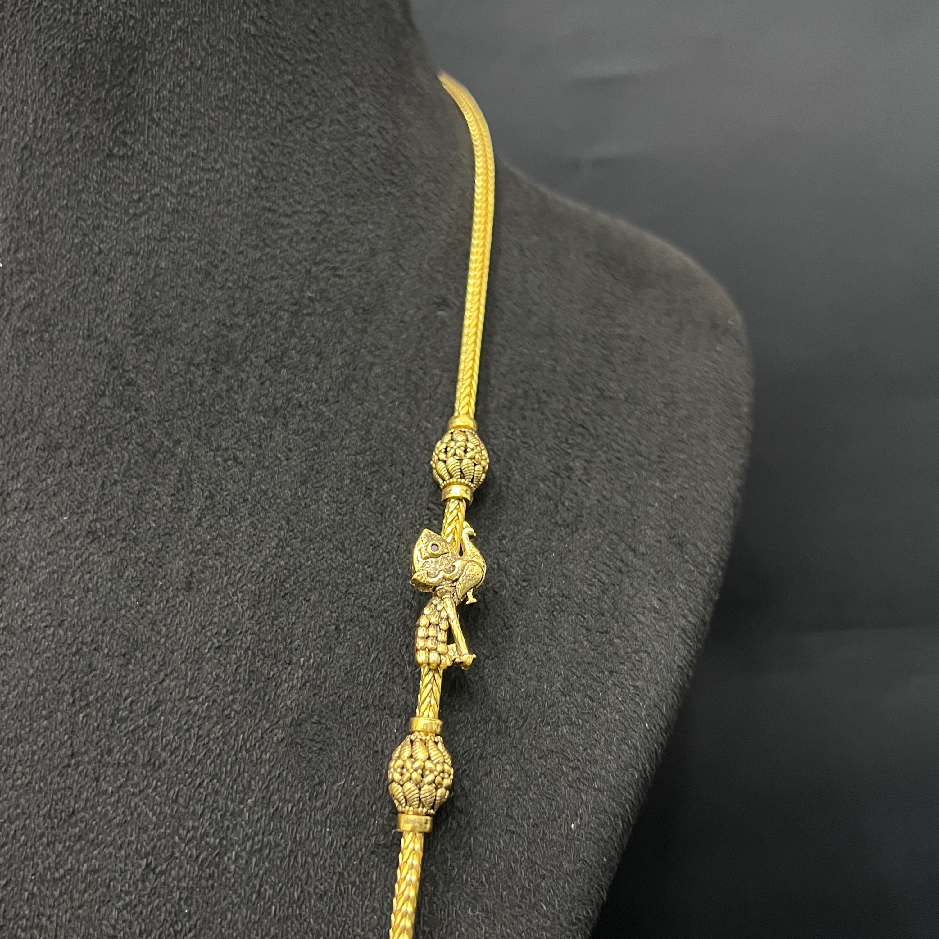 Silver Gold Finished Saradu Peacok & Vel Antique Finished 925