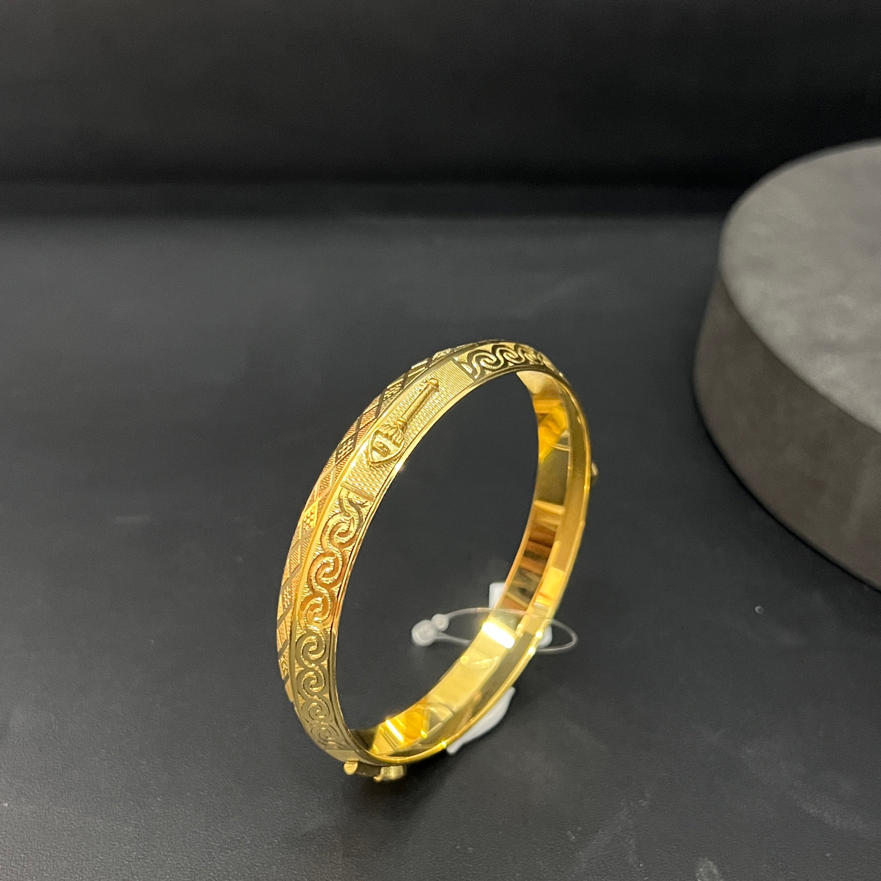 Silver Gents Vel Kada Gold Finished