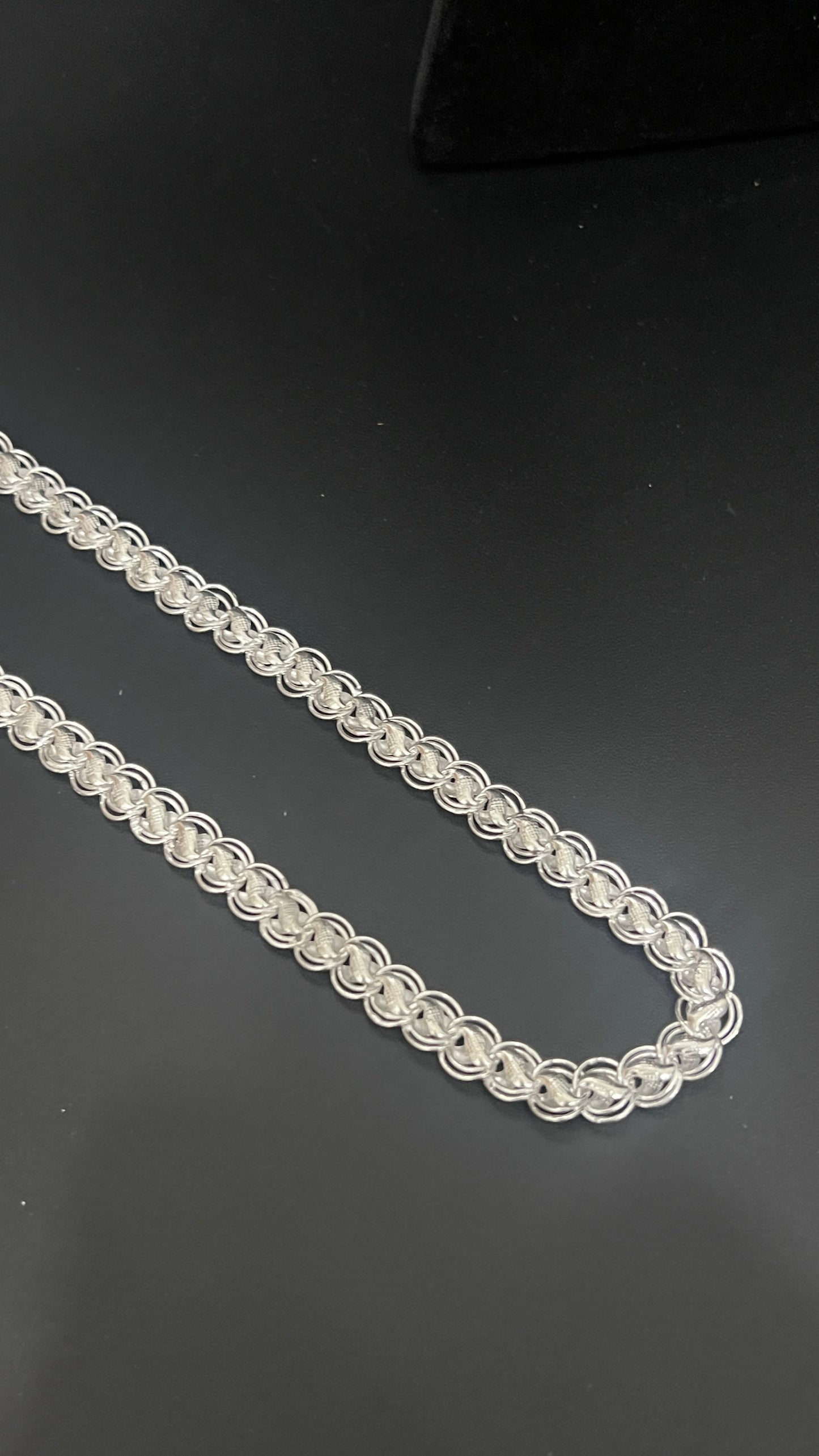 Silver Mens Chain Lotus Cut