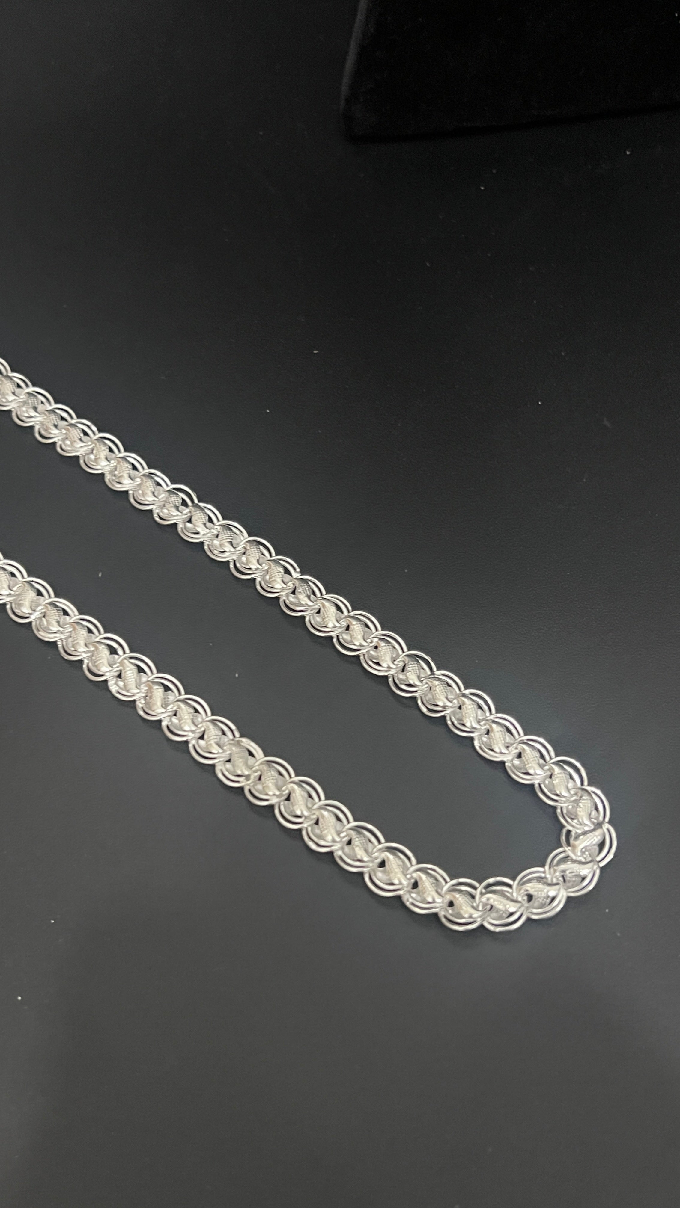 Silver Mens Chain Lotus Cut