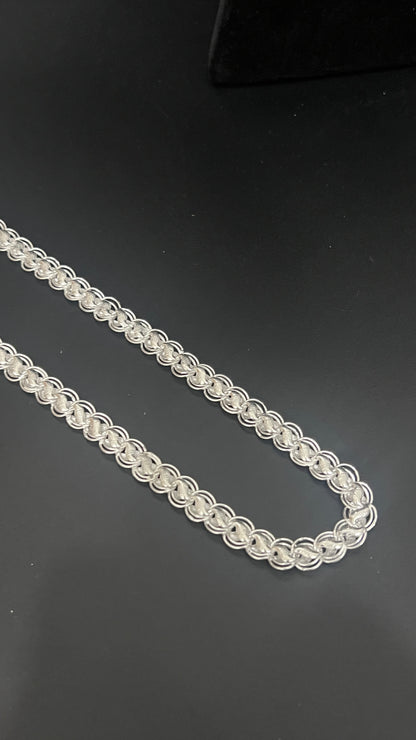 Silver Mens Chain Lotus Cut