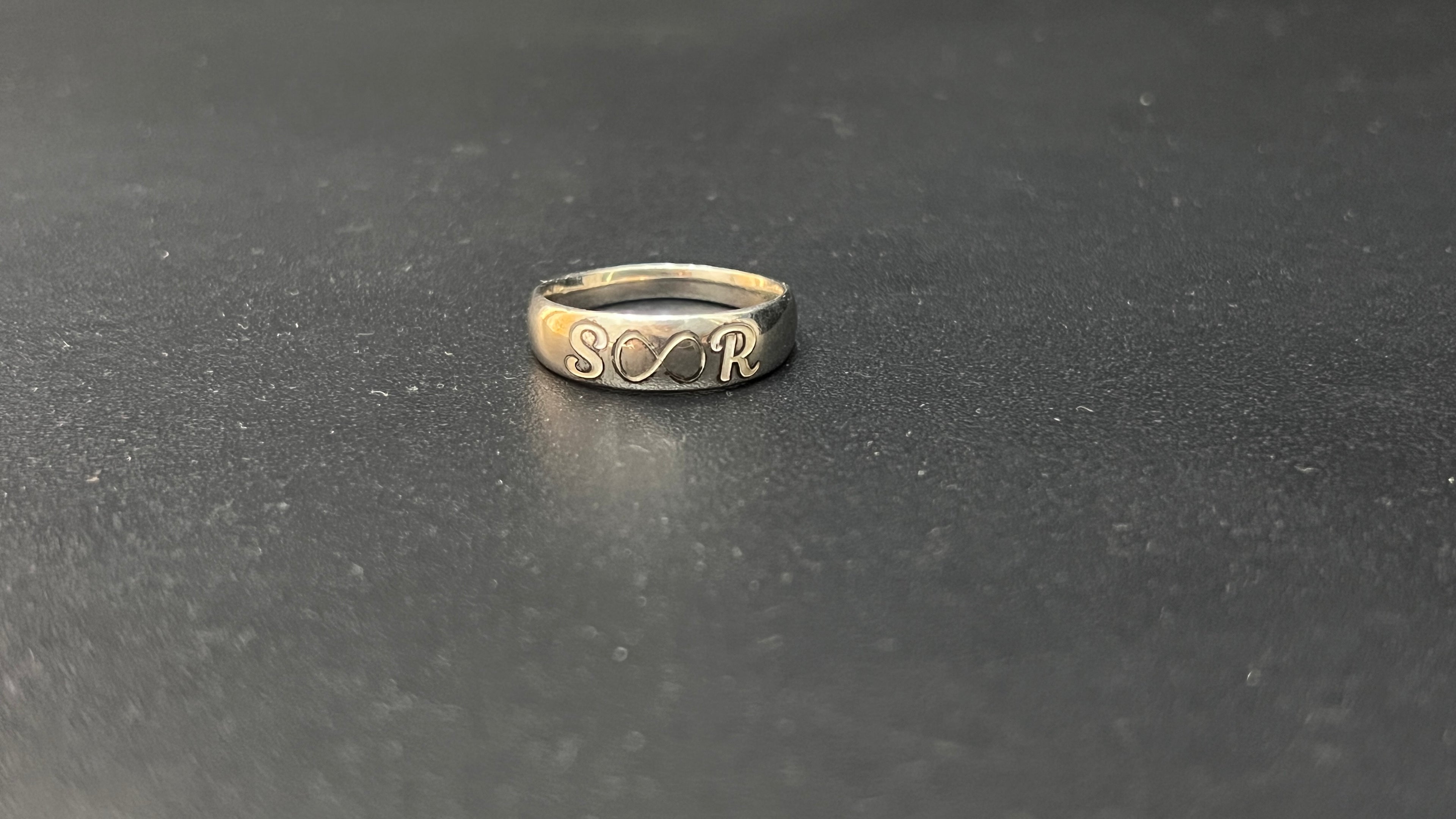 Silver Customised Initial Infinity Ring