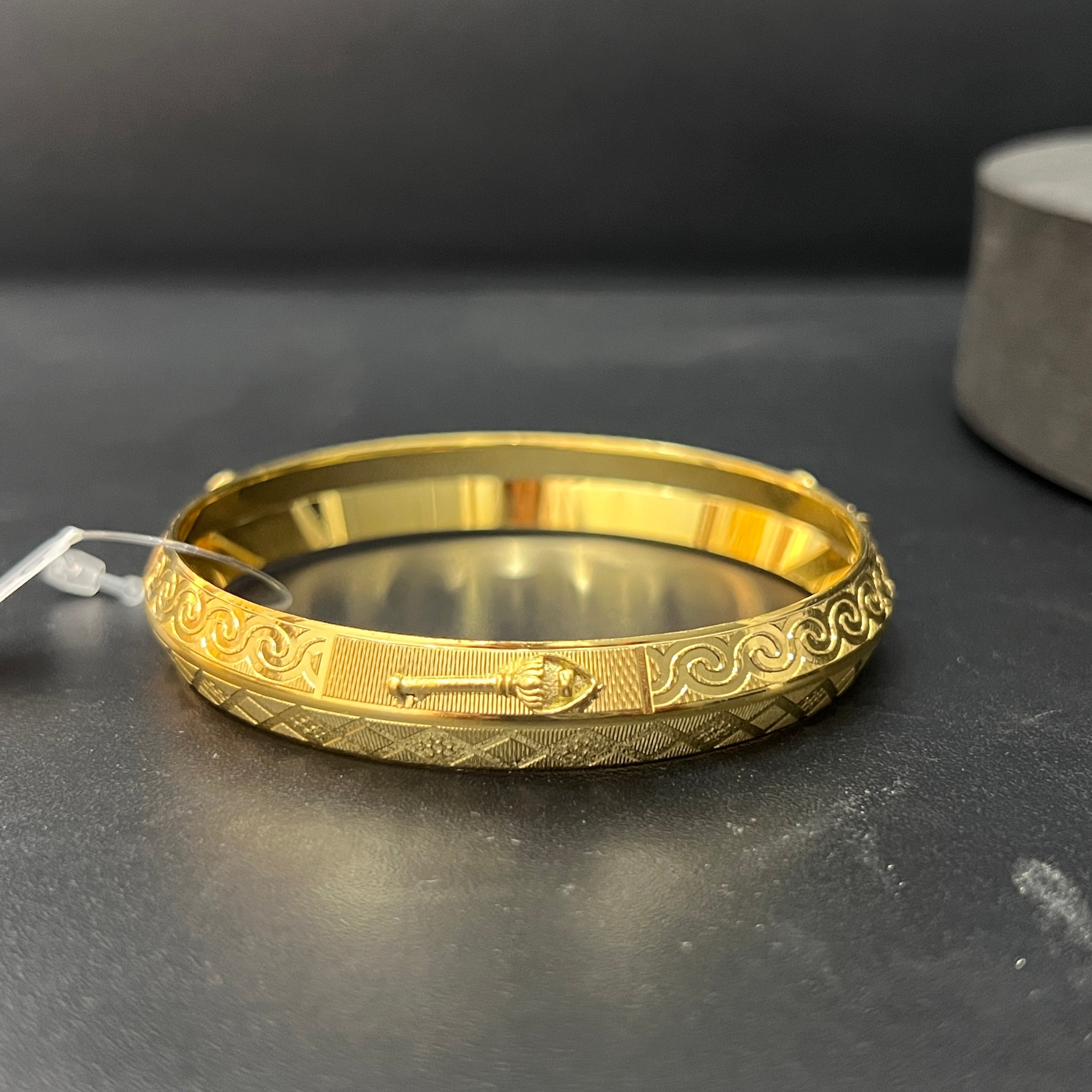 Silver Gents Vel Kada Gold Finished