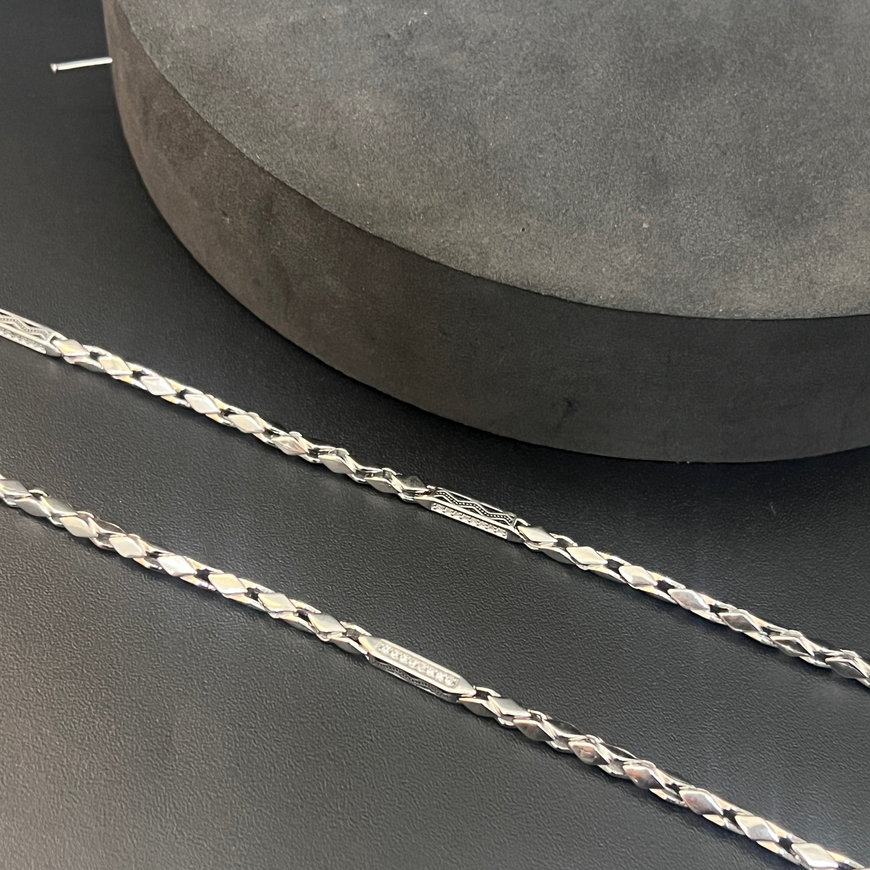 Silver Mens Chain Italian Choco Chain Spiral Cut