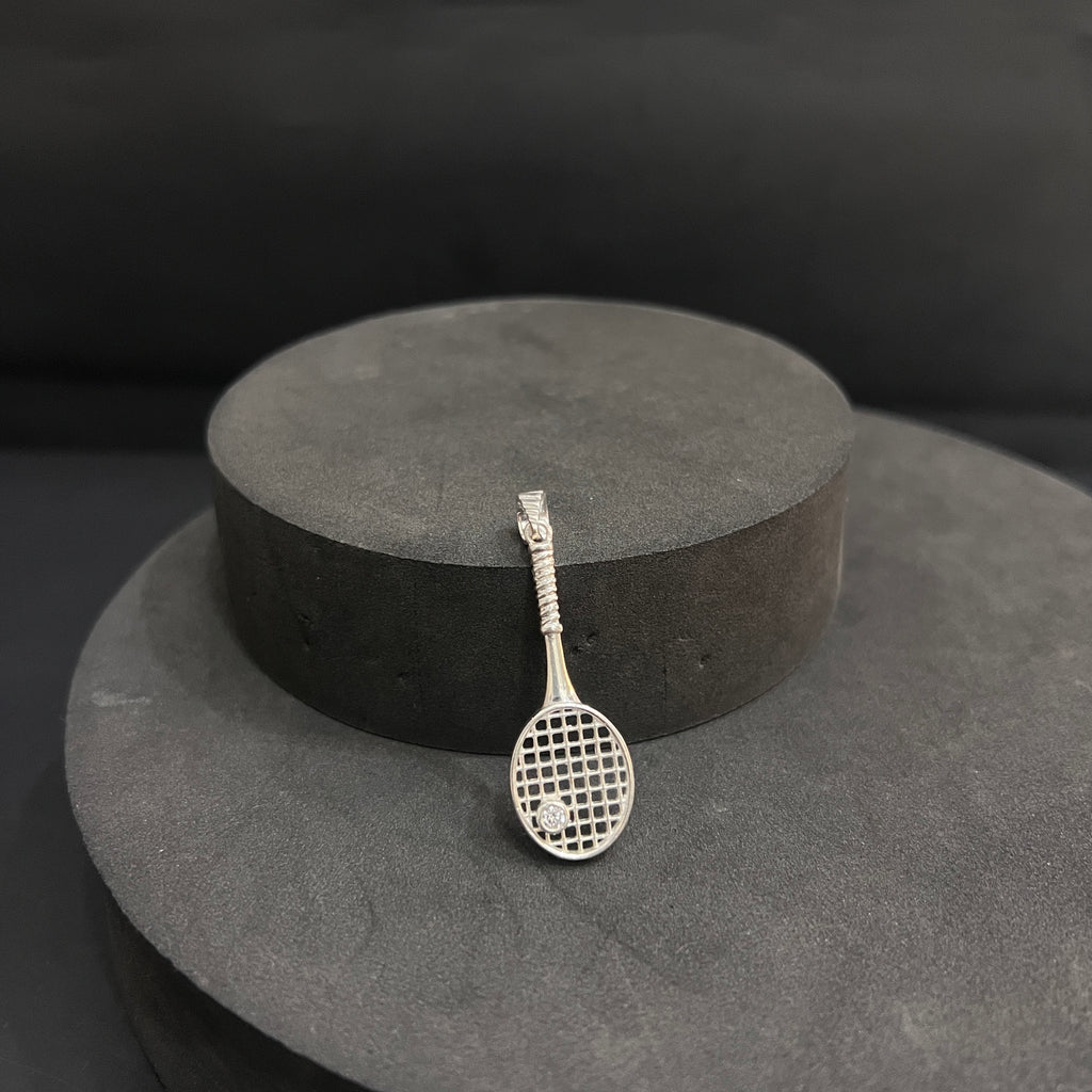 Silver Unisex Pendant Tennis Bat 925