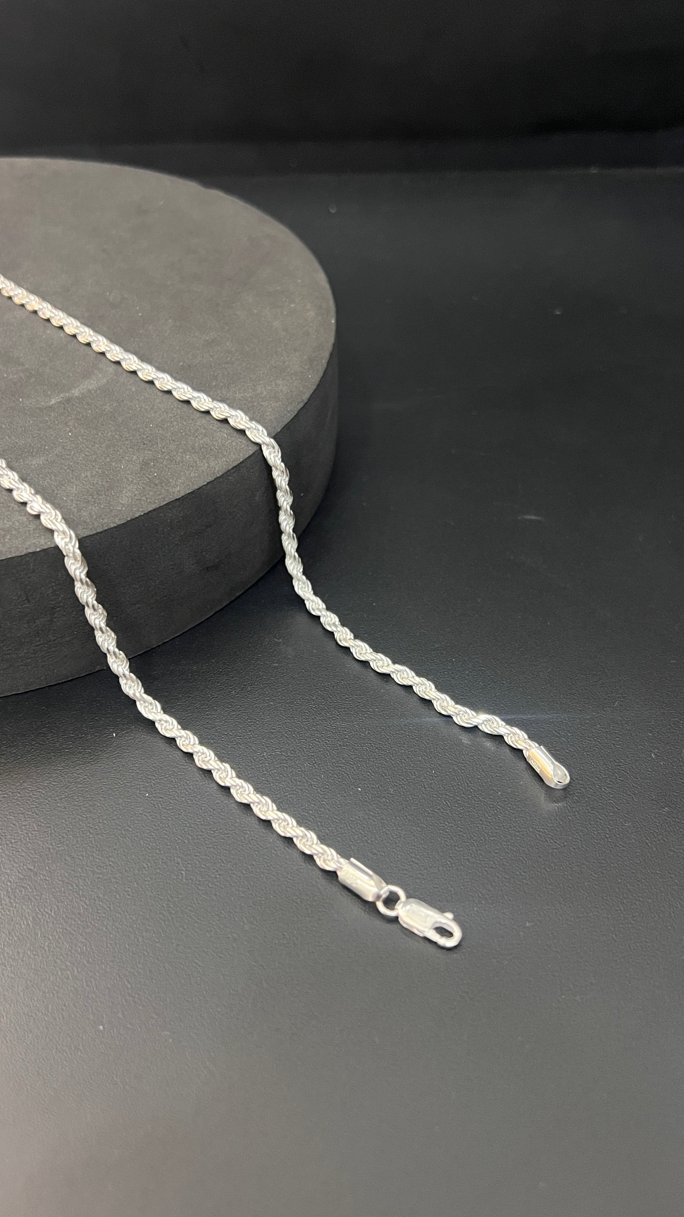 Silver Mens Chain Rope Cut