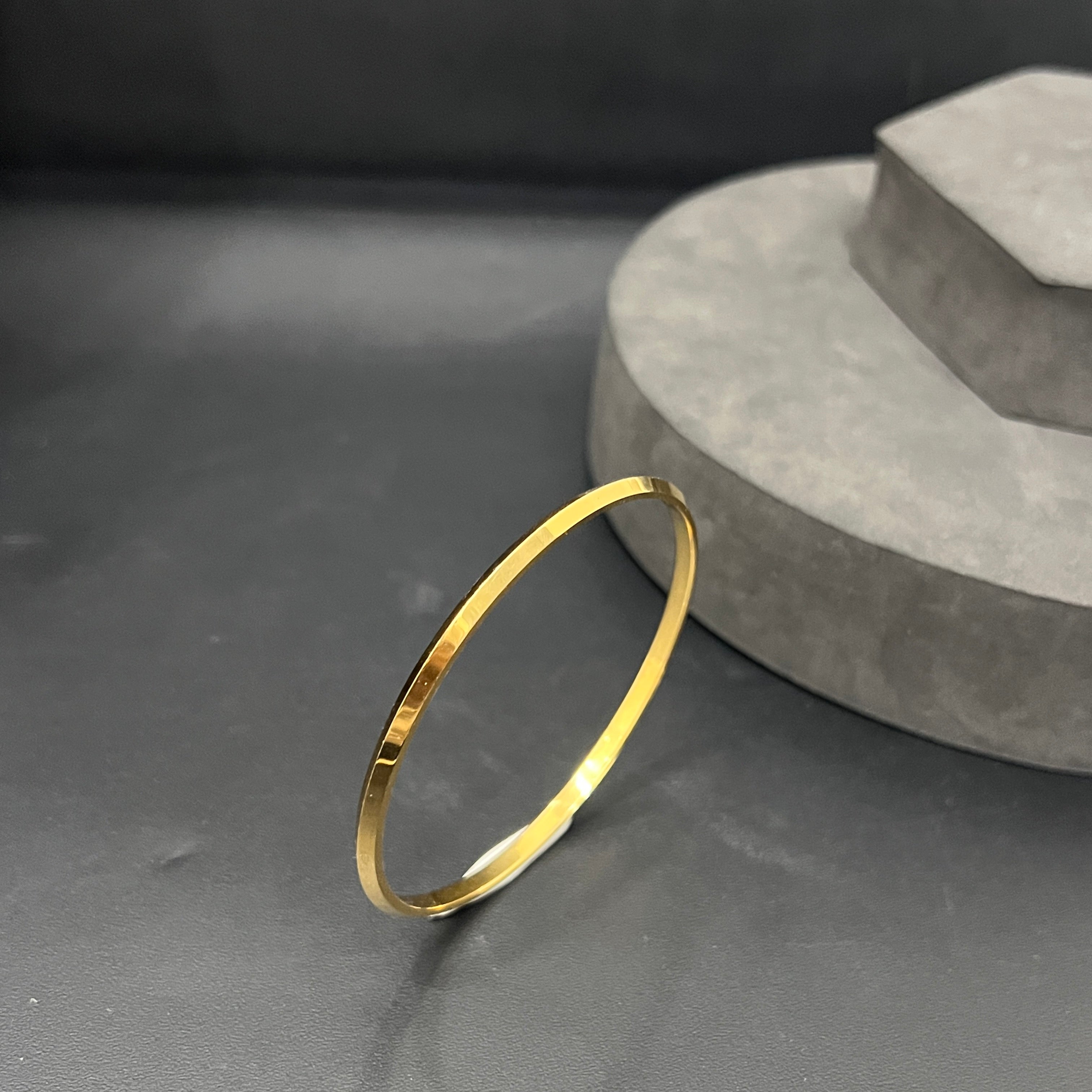 Mens Slim Kada Gold Polished