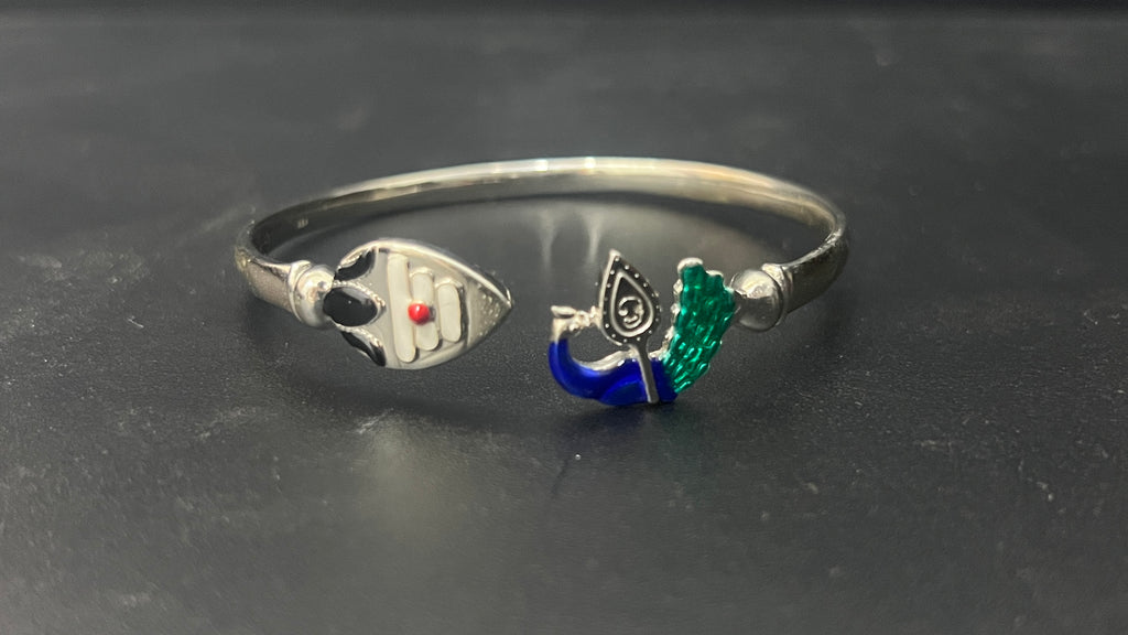 Silver Unisex Vel Kada Peacock P3