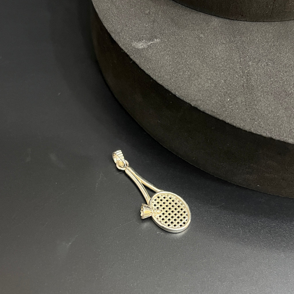 Silver Customised Pendant Stud Set Tennis Bat 925