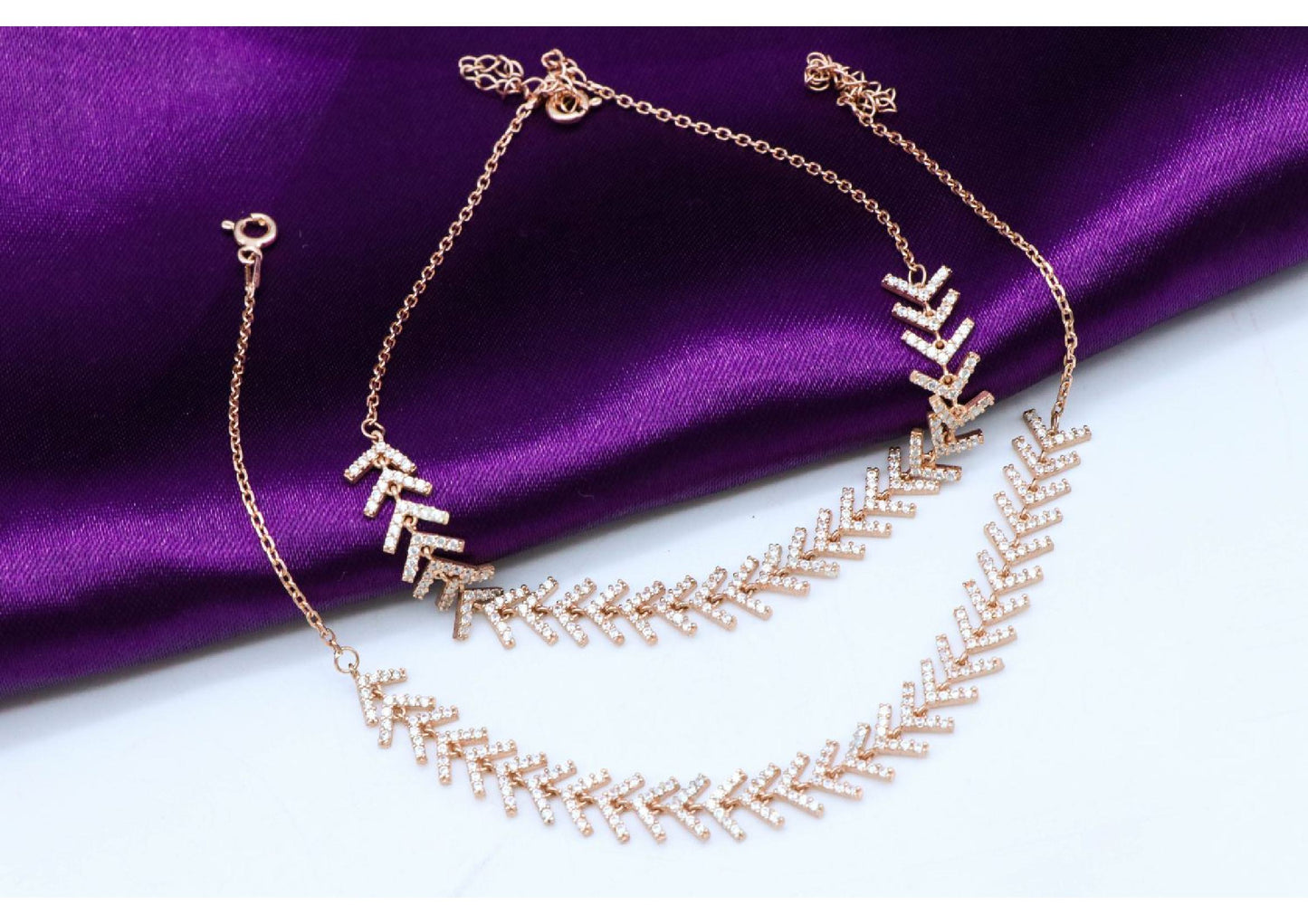 Ladies Anklets _Rosegold Leaf