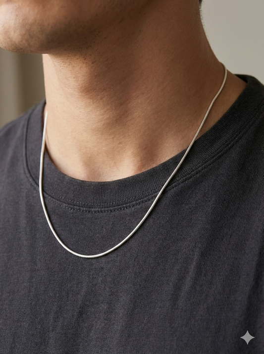 Silver Solid Slim Chain Men's