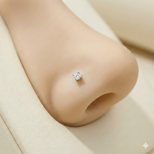 Silver White Stone Nosepin 1 mm