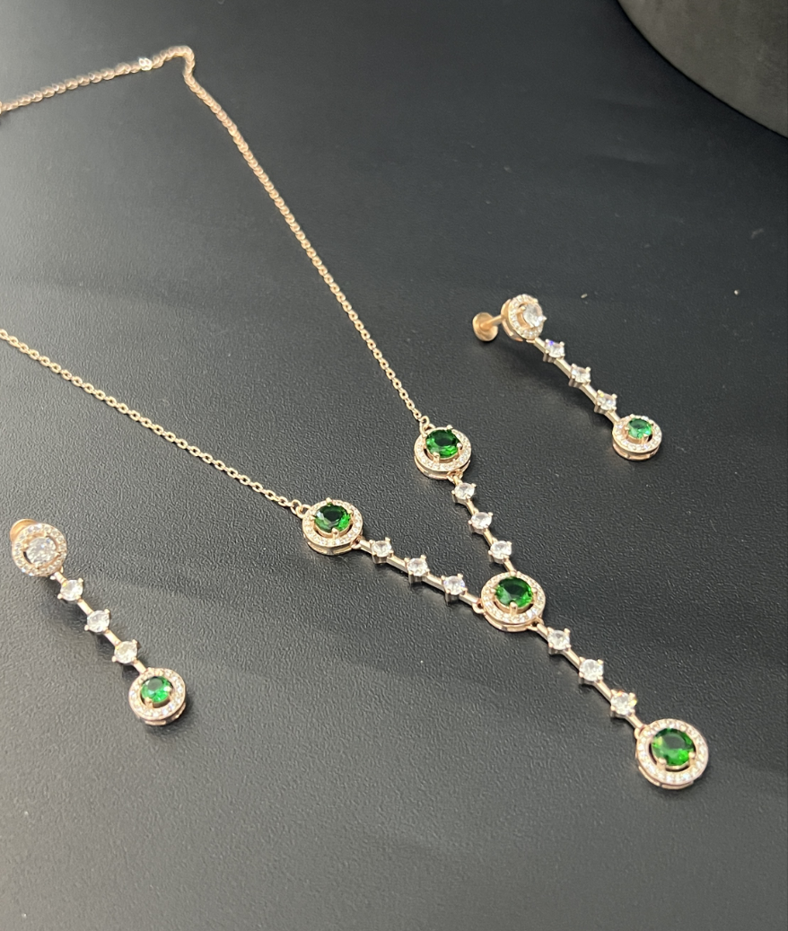 Ladies Pendent Set_Green Talus Necklace