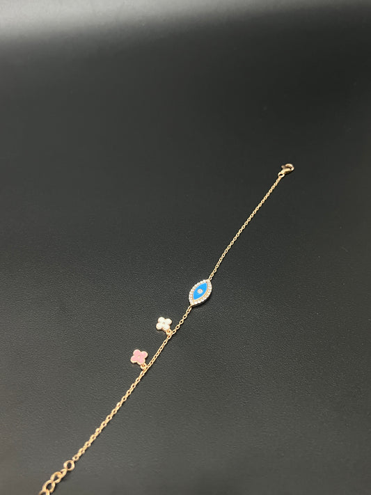 Ladies Bracelet_Blue Evileye Rose gold