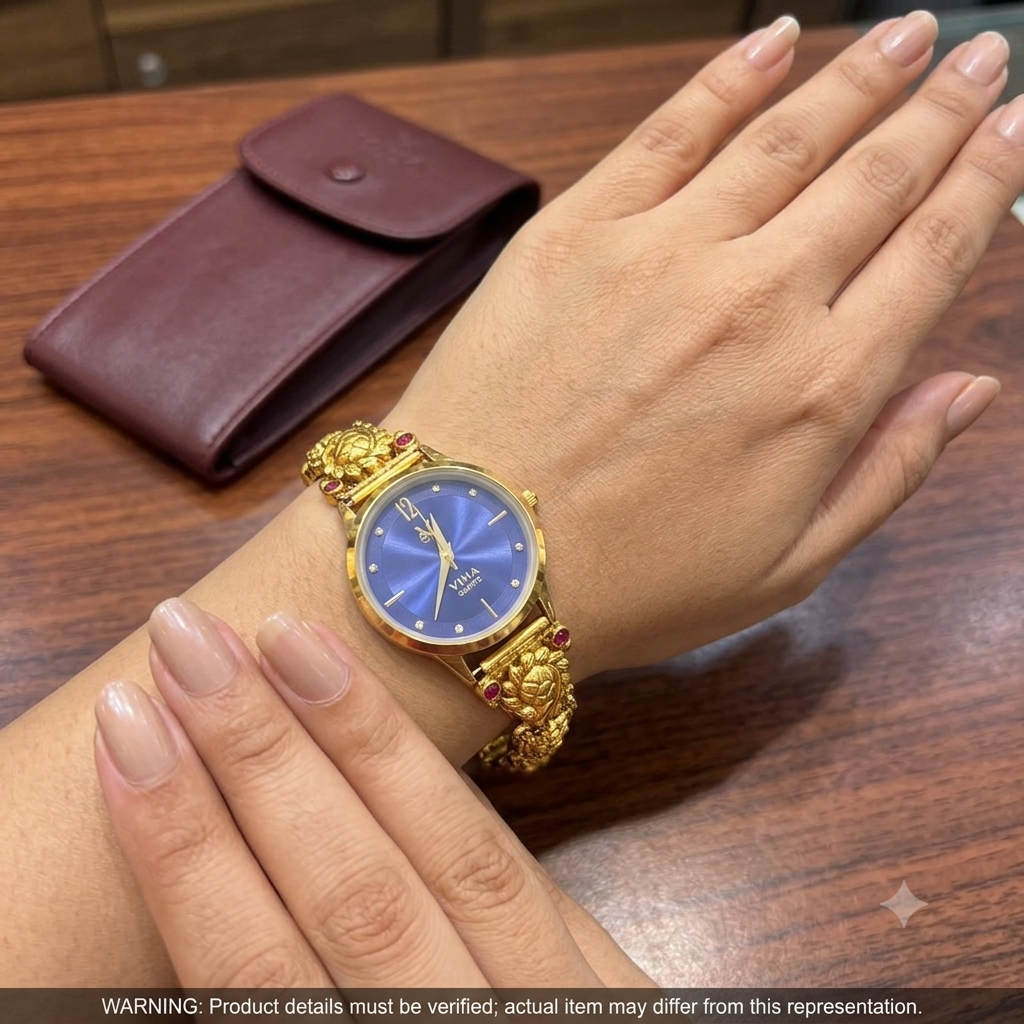 Silver  Ladies Watch Divine Peacock Royal Gold Finish 925