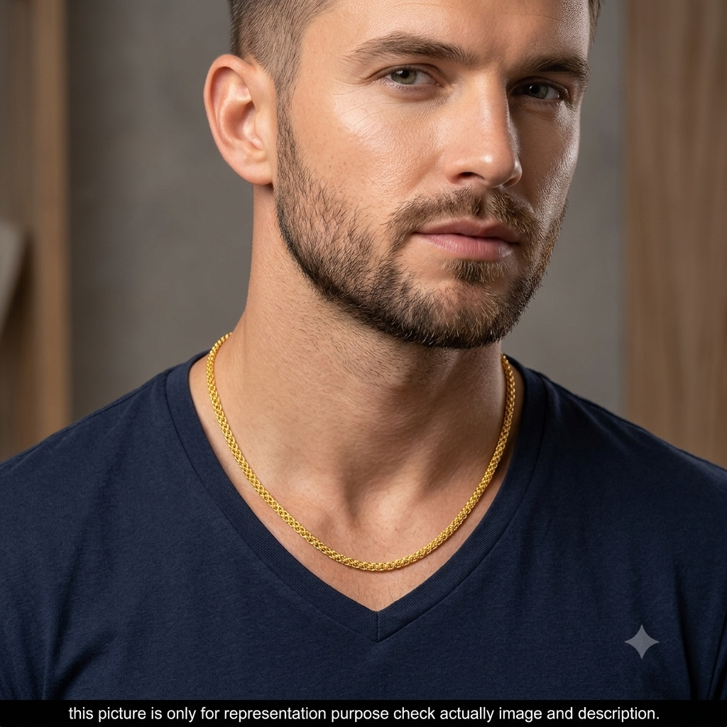 Silver Mens Chain Premium Double Twist Gold Finish 925