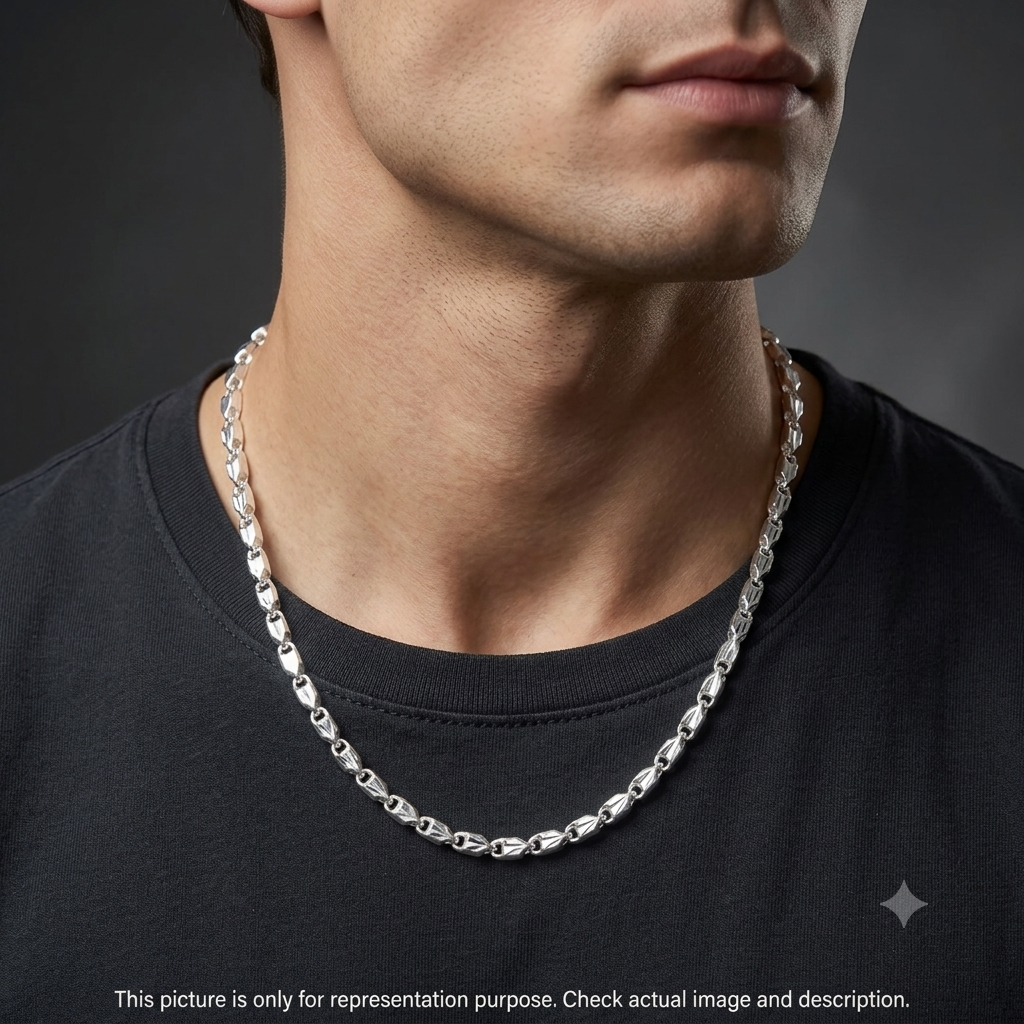 Silver Mens Chain Luxury Thick Leaf Link Lock 925