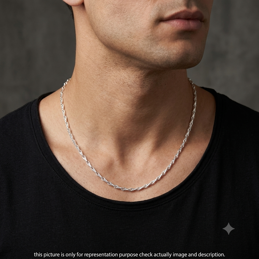 Silver Mens Chain Royal Petal Link 925