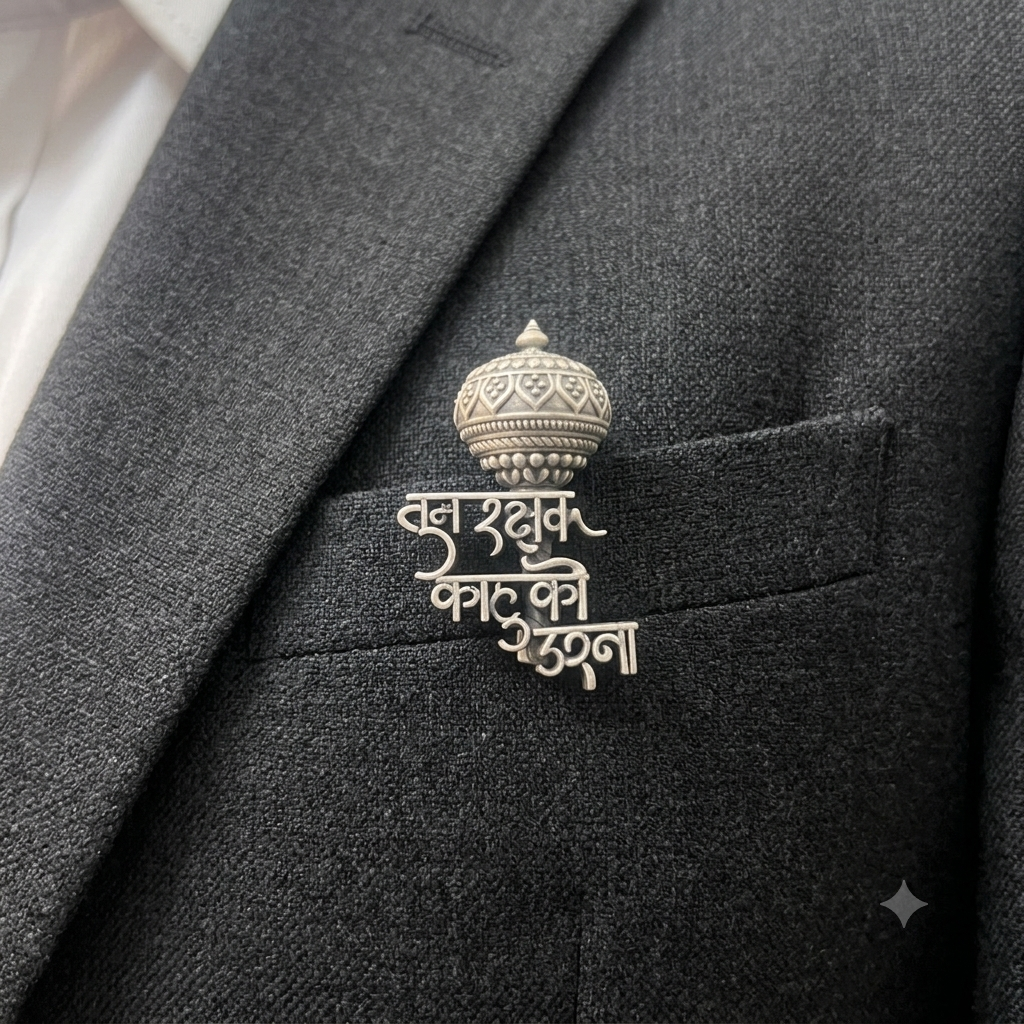 Silver Mens Brooch Shree Ram Royal Kalash 925