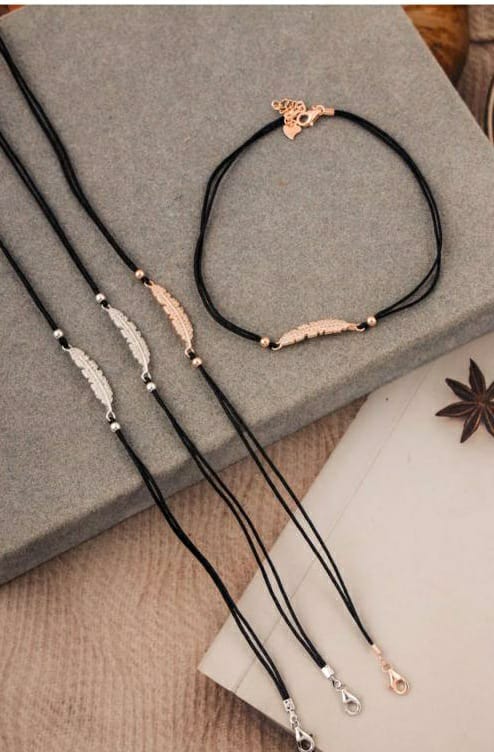 Silver Ladies Anklets_Leaf Thread