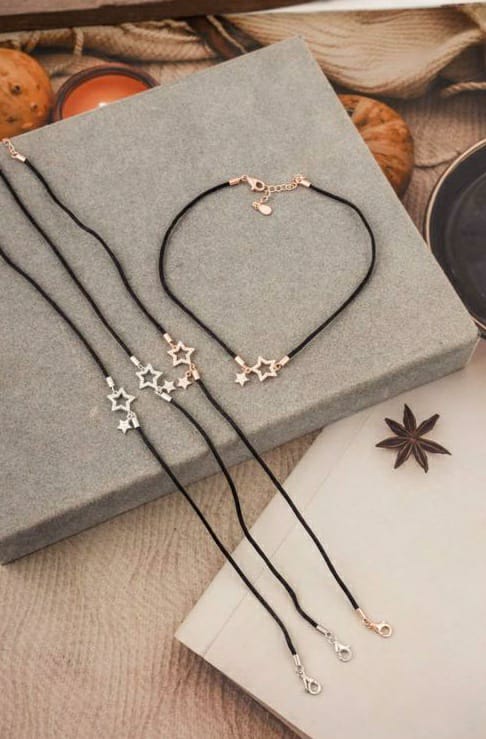 Silver Ladies Anklet_Stars Thread