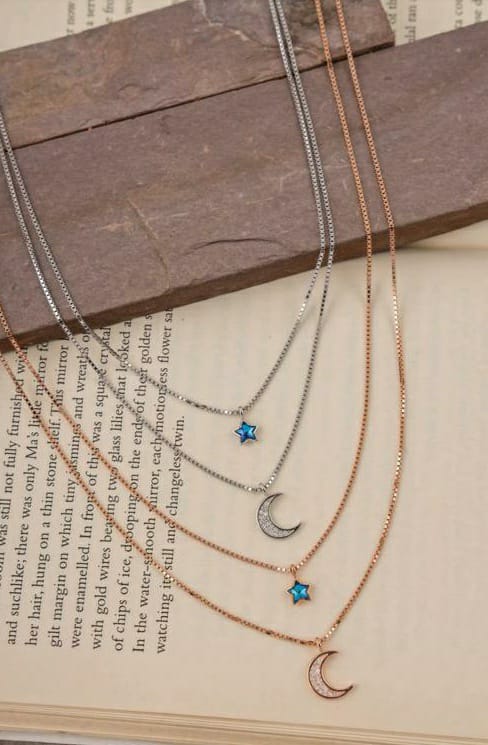 Ladies Pendant_Double Layer Star & Moon Chain