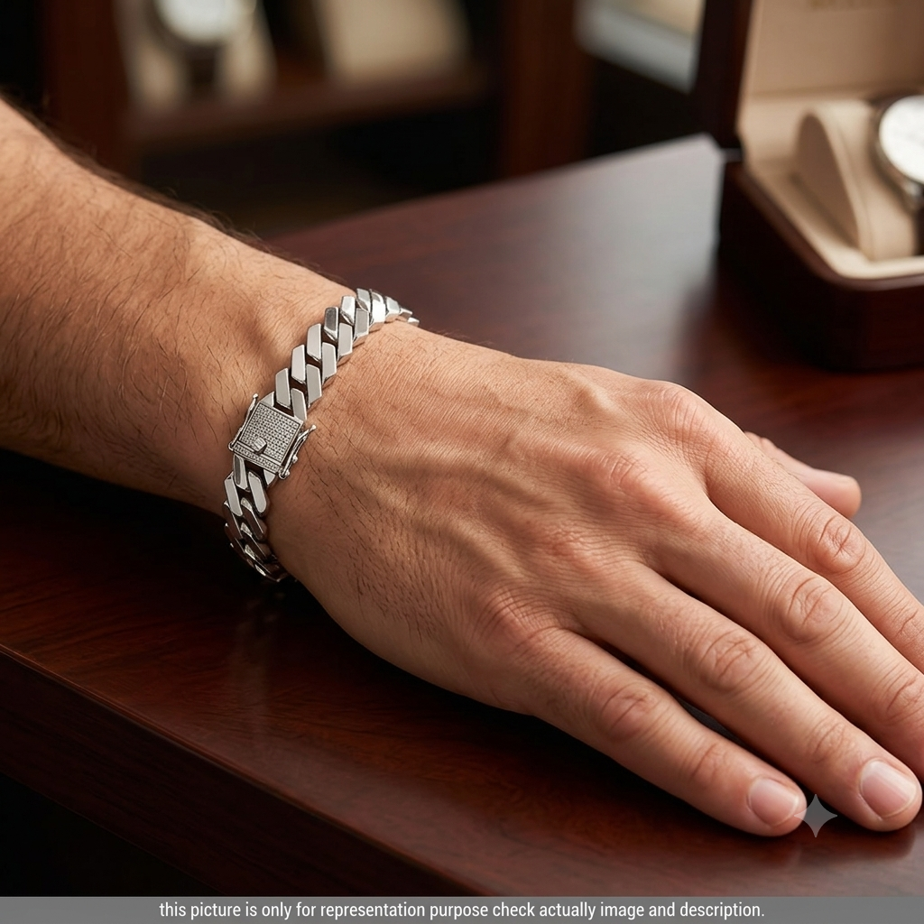 Silver Mens Bracelet Royal Cuban Link 925