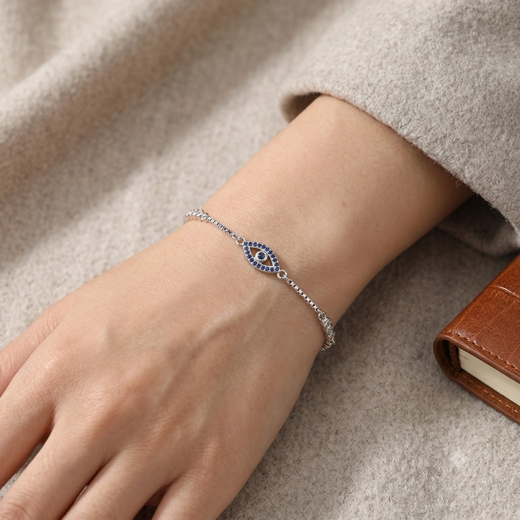 Silver Ladies Bracelet Princess Blue Oval Elegance 925