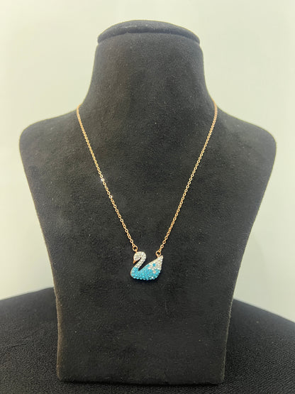 LADIES _BLUE SWAN_ROSEGOLD PENDANT CHAIN