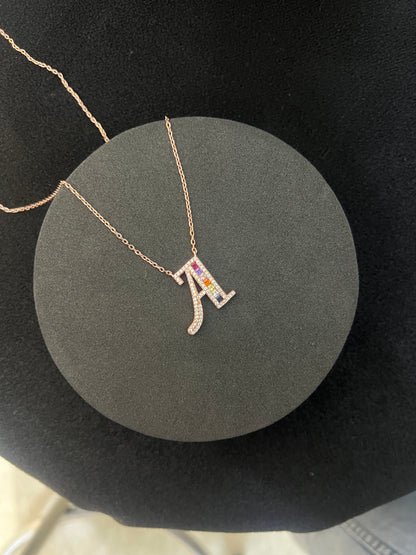 LADIES_A INITIAL _ROSEGOLD PENDANT CHAIN