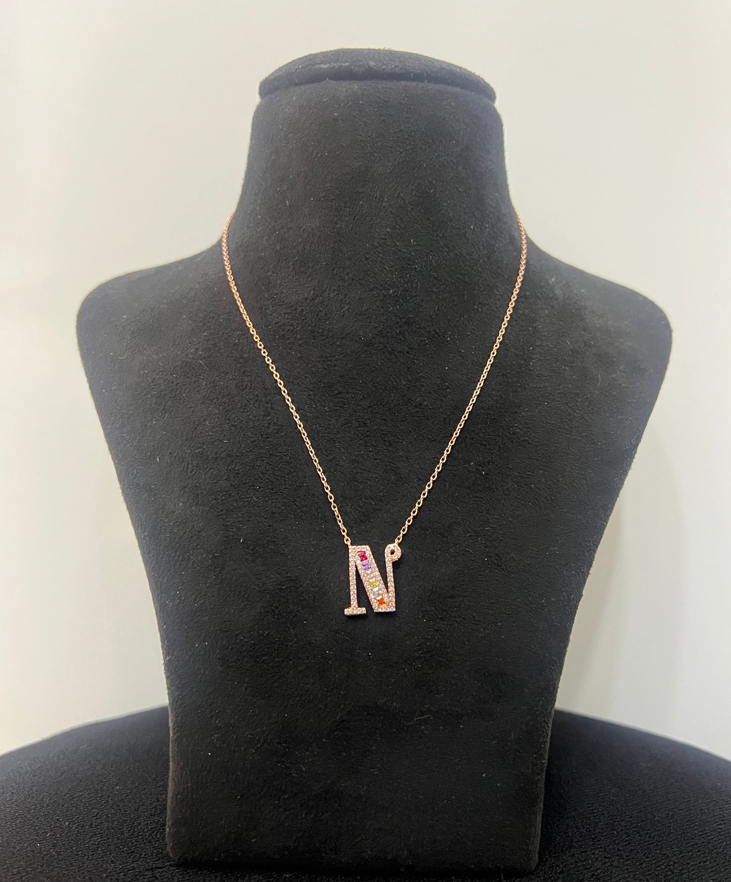 LADIES _N INITIAL _ROSEGOLD PENDANT CHAIN