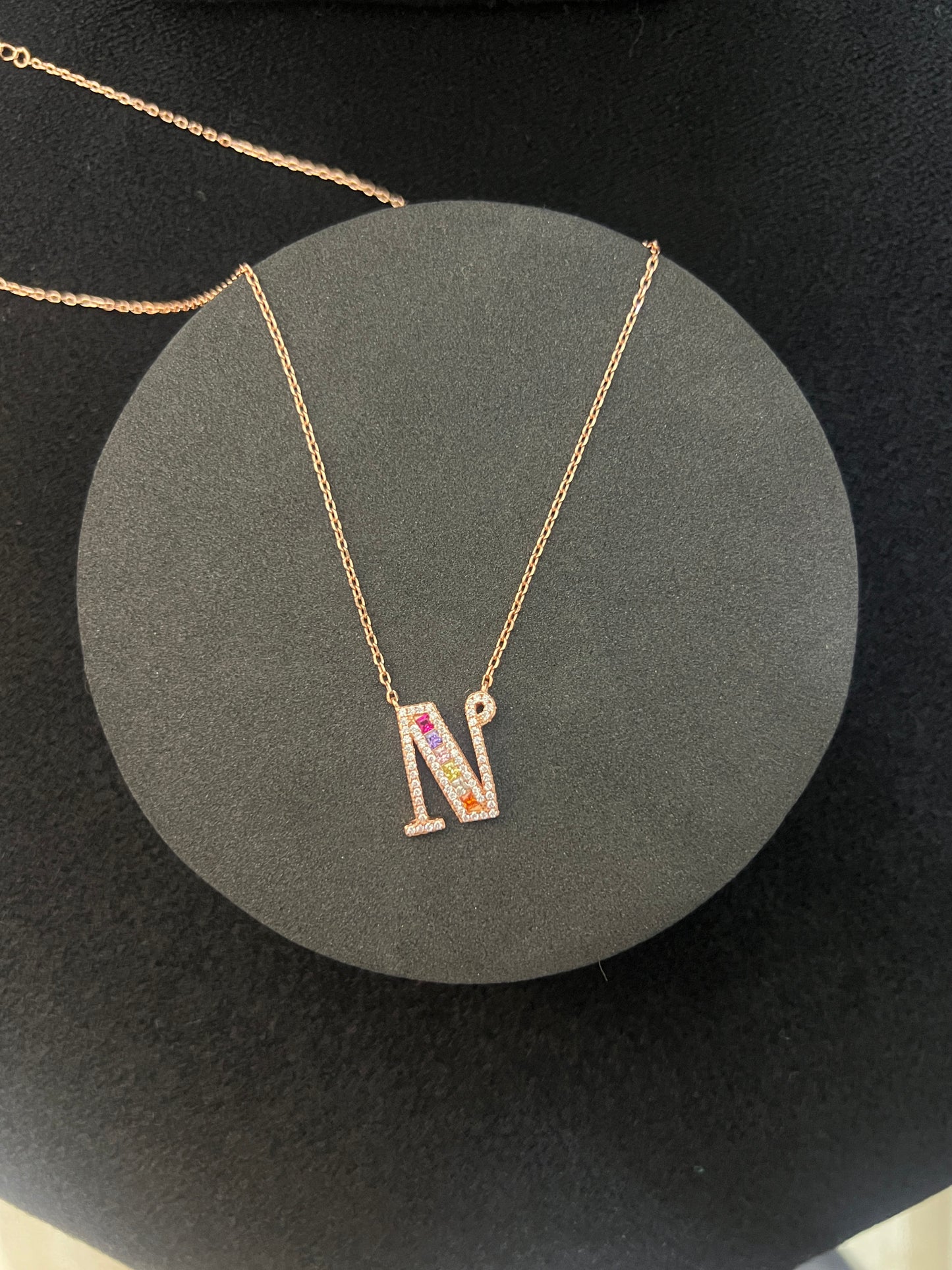 LADIES _N INITIAL _ROSEGOLD PENDANT CHAIN