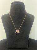 Ladies  M Intial Rose Gold Pendant Chain